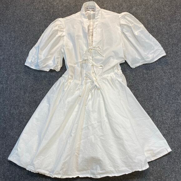 En Saison Dresses & Skirts - Anthropologie En Saison V-Neck Bow Mini Dress Womens Medium Felice White Regal